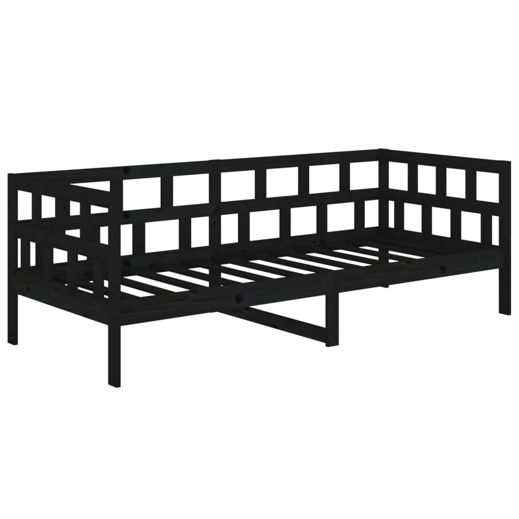 Sofá-cama 90x190 cm madeira de pinho maciça preto