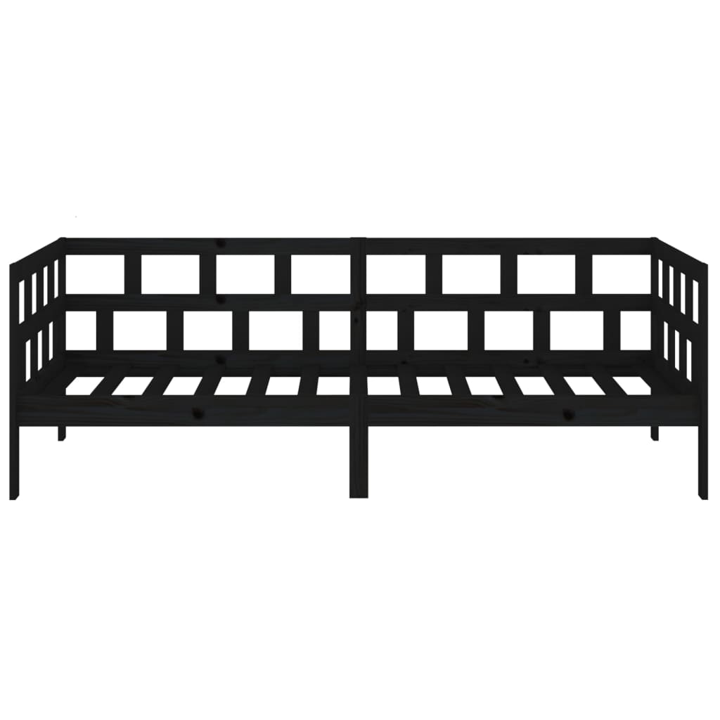 Sofá-cama 90x190 cm madeira de pinho maciça preto