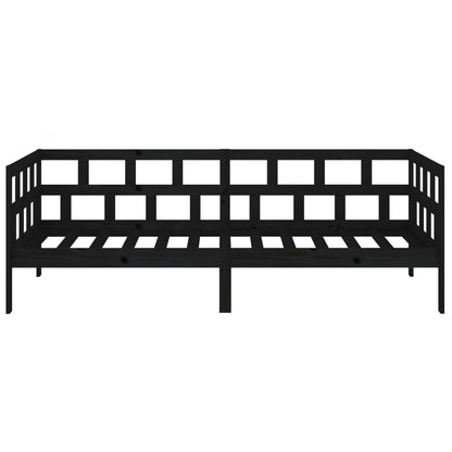 Sofá-cama 90x190 cm madeira de pinho maciça preto