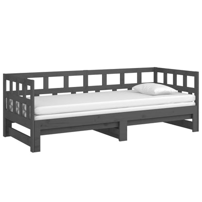 Sofá-cama de puxar pinho maciço cinza 2x(90x200) cm