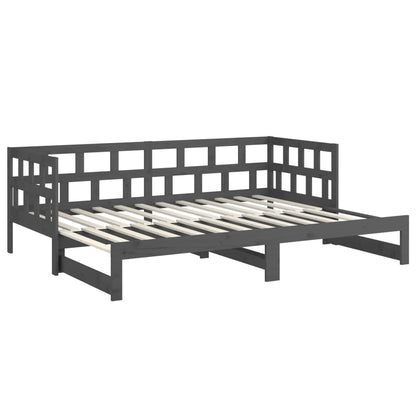 Sofá-cama de puxar pinho maciço cinza 2x(90x200) cm