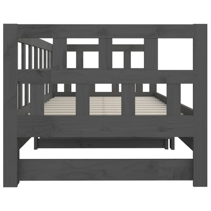 Sofá-cama de puxar pinho maciço cinza 2x(90x200) cm