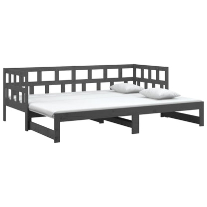 Estrutura sofá-cama de puxar 2x(80x200) cm pinho maciço cinza