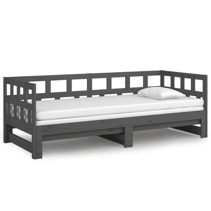 Estrutura sofá-cama de puxar 2x(80x200) cm pinho maciço cinza