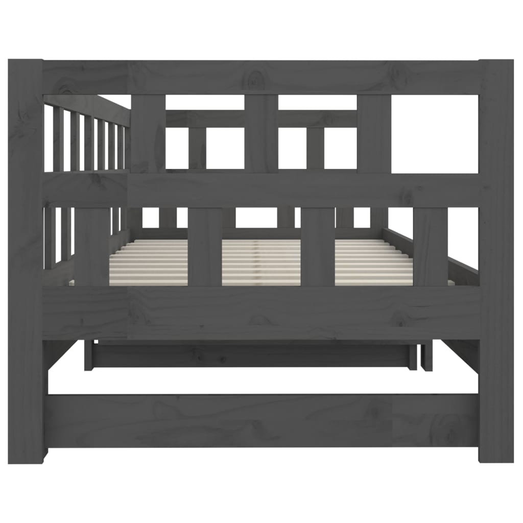 Estrutura sofá-cama de puxar 2x(80x200) cm pinho maciço cinza