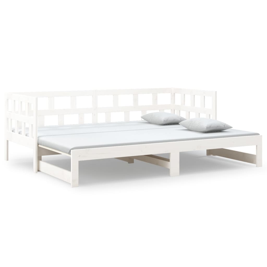 Estrutura sofá-cama de puxar pinho maciço branco 2x(90x190) cm