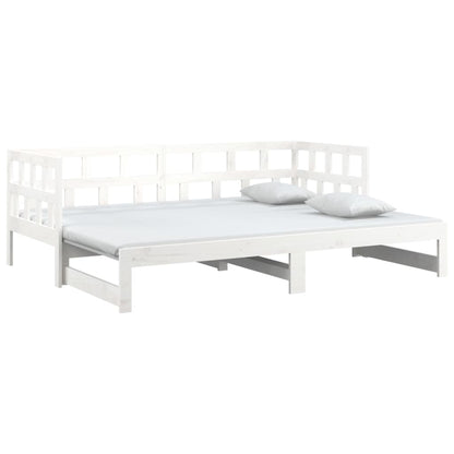 Estrutura sofá-cama de puxar pinho maciço branco 2x(90x190) cm