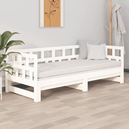 Estrutura sofá-cama de puxar pinho maciço branco 2x(90x190) cm