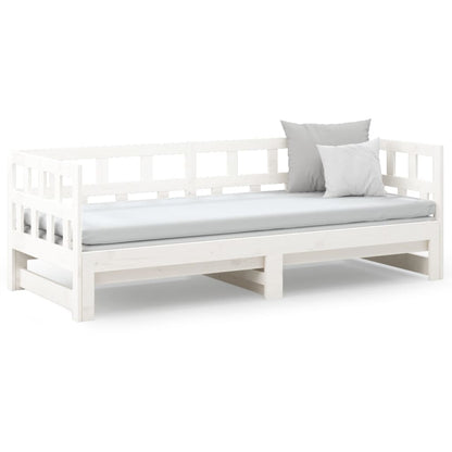 Estrutura sofá-cama de puxar pinho maciço branco 2x(90x190) cm