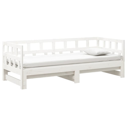 Estrutura sofá-cama de puxar pinho maciço branco 2x(90x190) cm