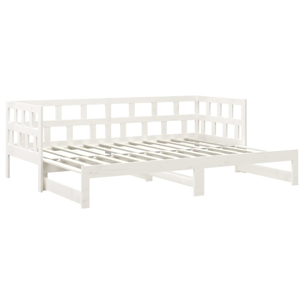 Estrutura sofá-cama de puxar pinho maciço branco 2x(90x190) cm