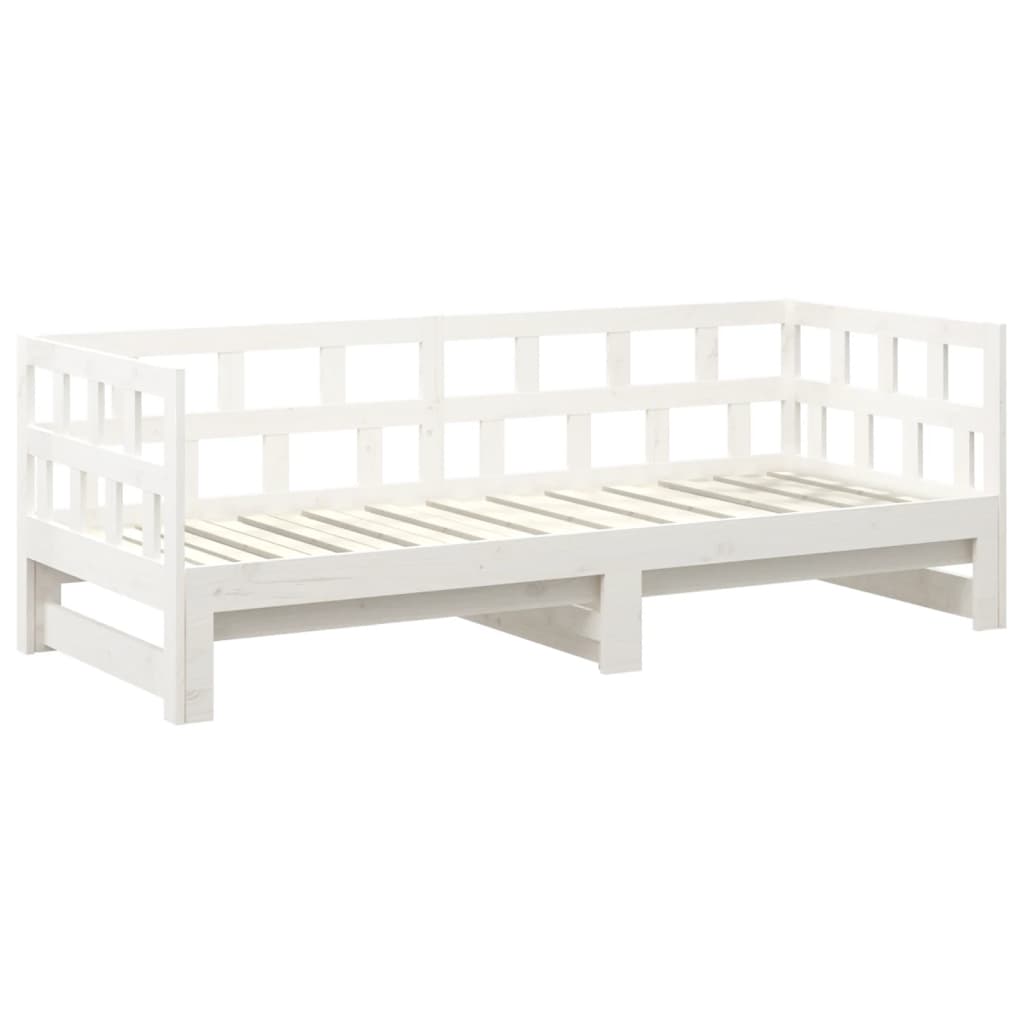 Estrutura sofá-cama de puxar pinho maciço branco 2x(90x190) cm