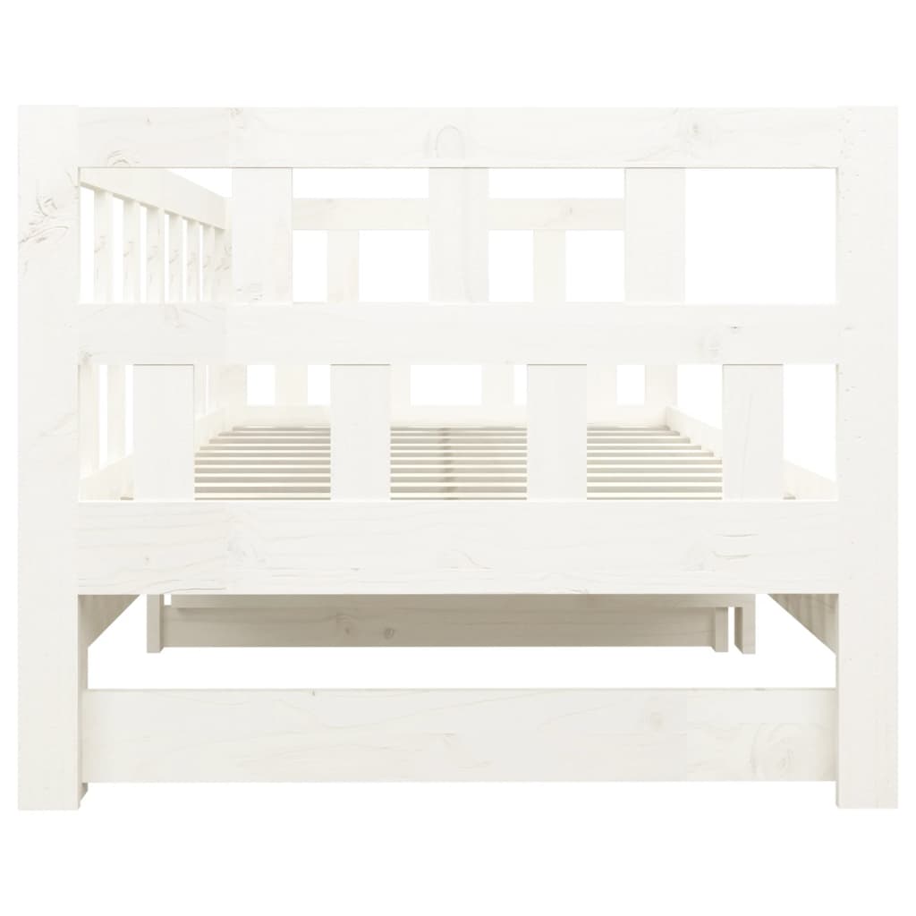 Estrutura sofá-cama de puxar pinho maciço branco 2x(90x190) cm