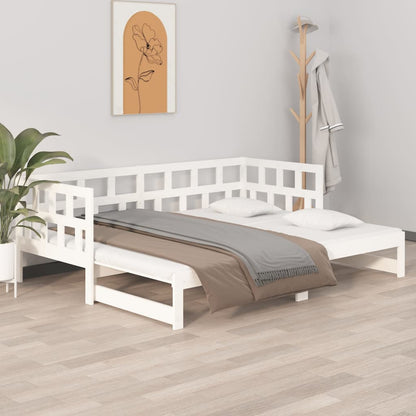 Estrutura sofá-cama de puxar pinho maciço branco 2x(90x190) cm