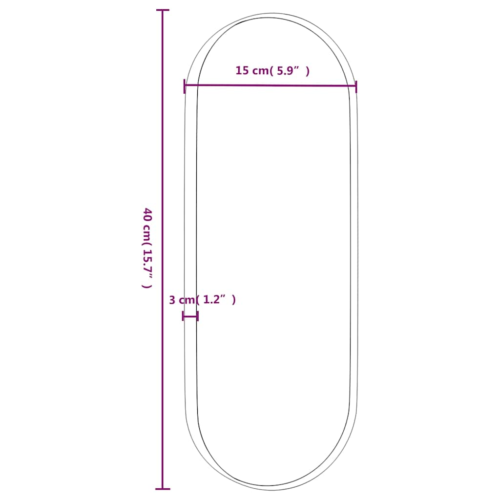 Espelho de parede 15x40 cm oval preto