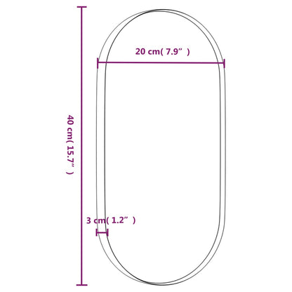 Espelho de parede oval 20x40 cm preto