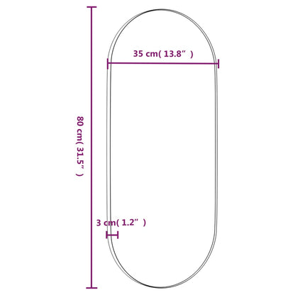 Espelho de parede 35x80 cm oval dourado