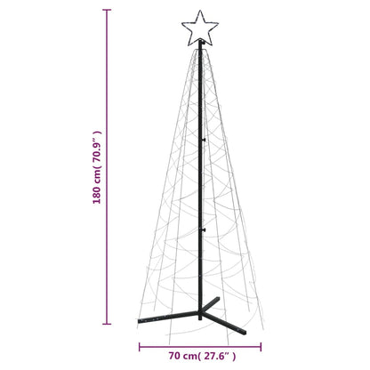 Árvore de Natal em cone 200 luzes LED 70x180 cm branco frio