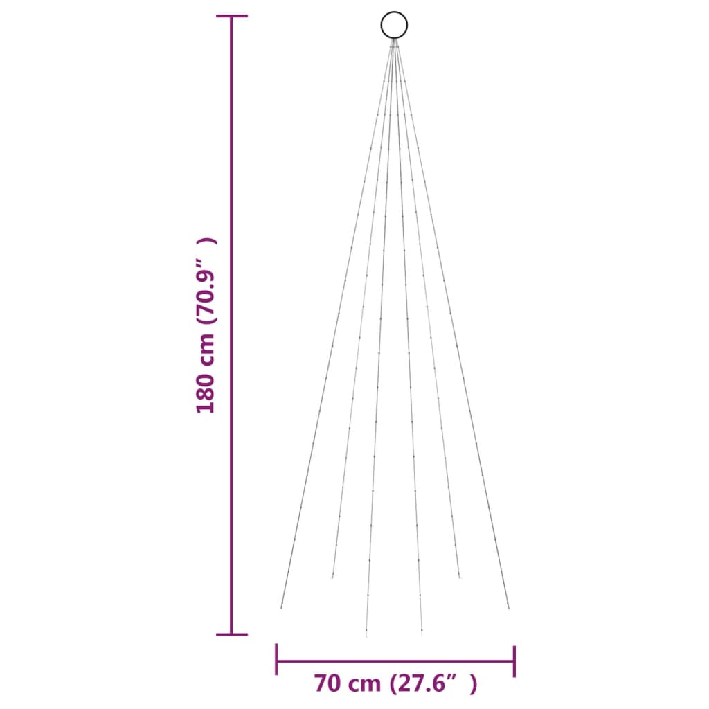 Árvore de Natal para Exterior com 108 LEDs de 180cm - Branco Quente