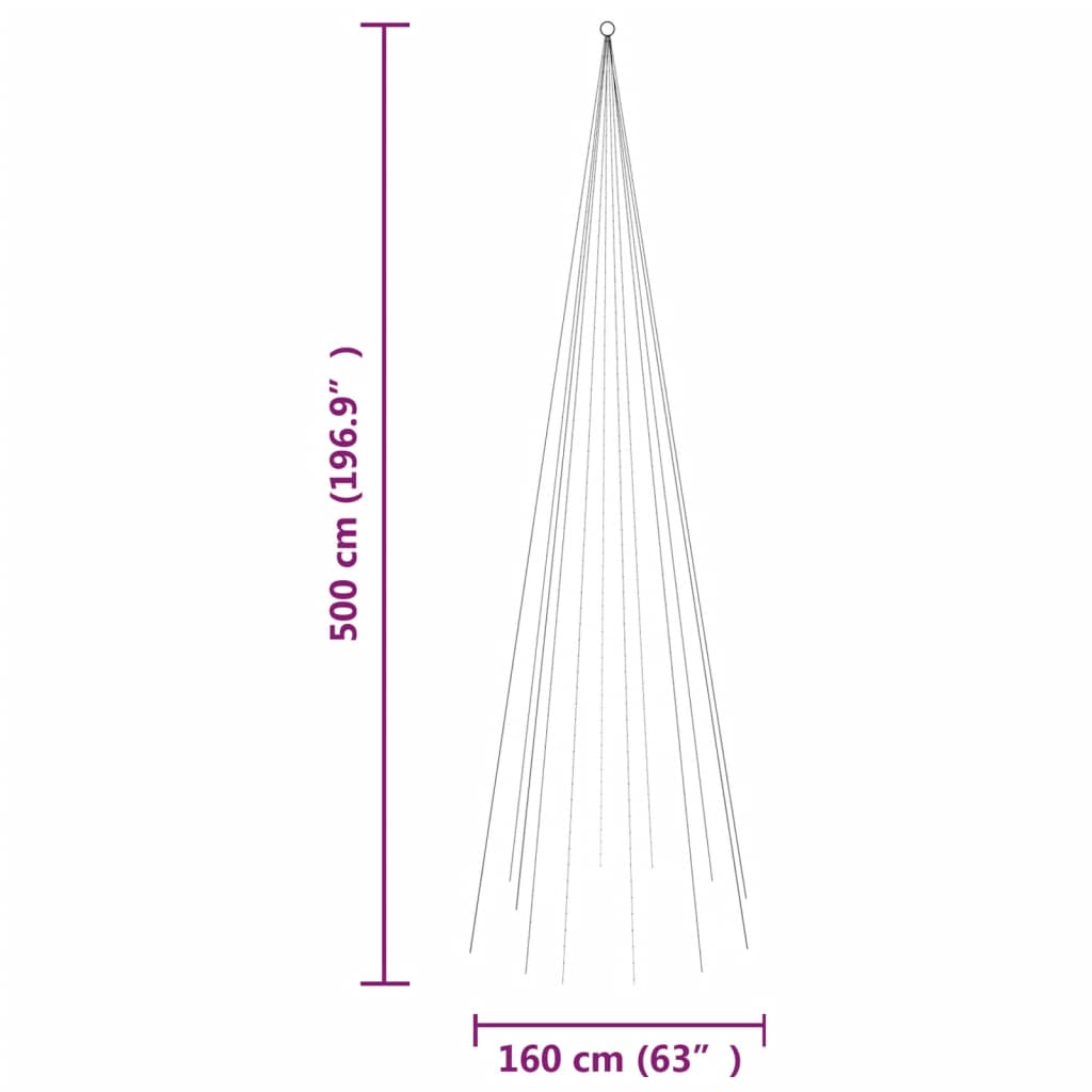 Árvore de Natal mastro de bandeira 732 LEDs 500 cm azul