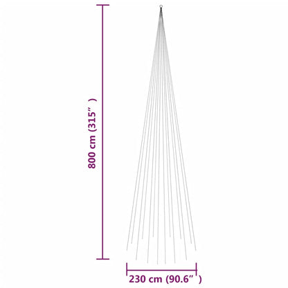 Árvore de Natal mastro de bandeira 1134 LED 800cm branco quente