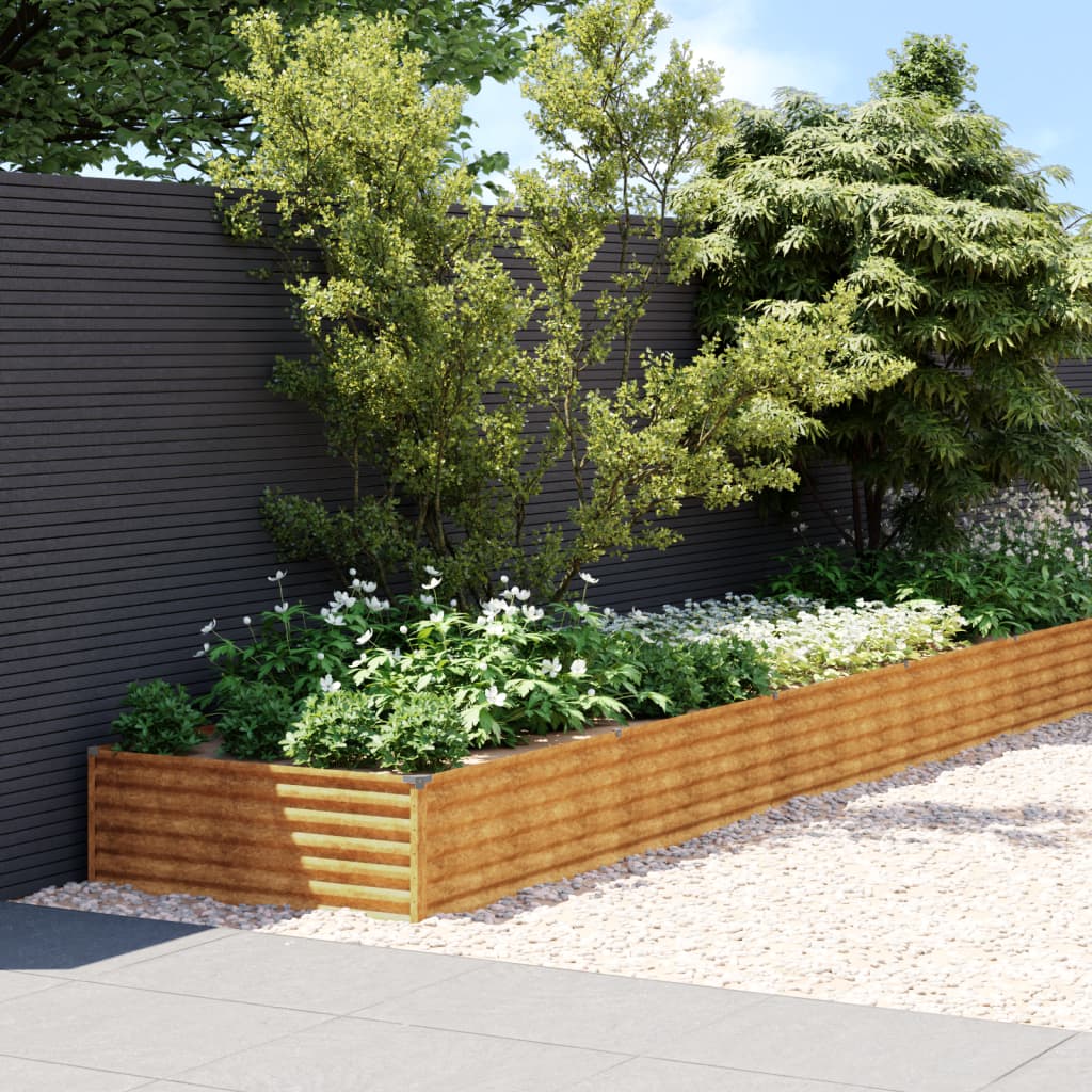 Canteiro elevado de jardim 579x100x36 cm aço corten