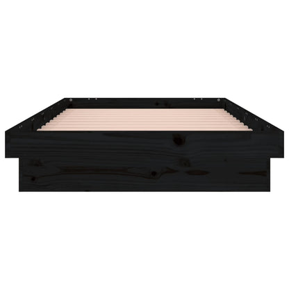 Estrutura de cama c/ luzes LEDs 100x200cm madeira maciça preto