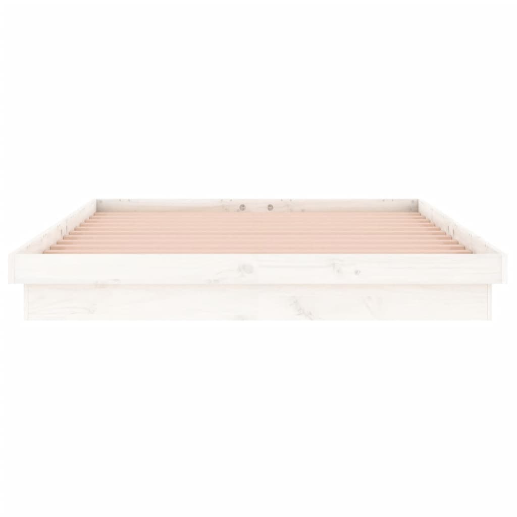 Estrutura de cama com luzes LED 120x200cm madeira maciça branco