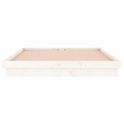 Estrutura de cama com luzes LED 120x200cm madeira maciça branco