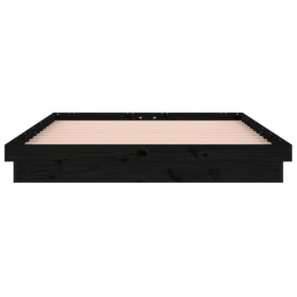 Estrutura cama king size c/ LEDs 150x200cm madeira maciça preto