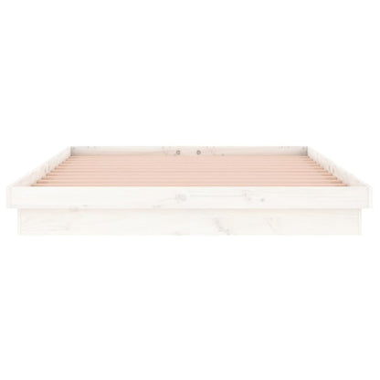 Estrutura de cama c/ LEDs 160x200 cm madeira maciça branco