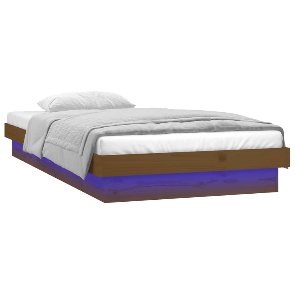 Estrutura cama +LEDs pequena solteiro 75x190cm madeira castanho