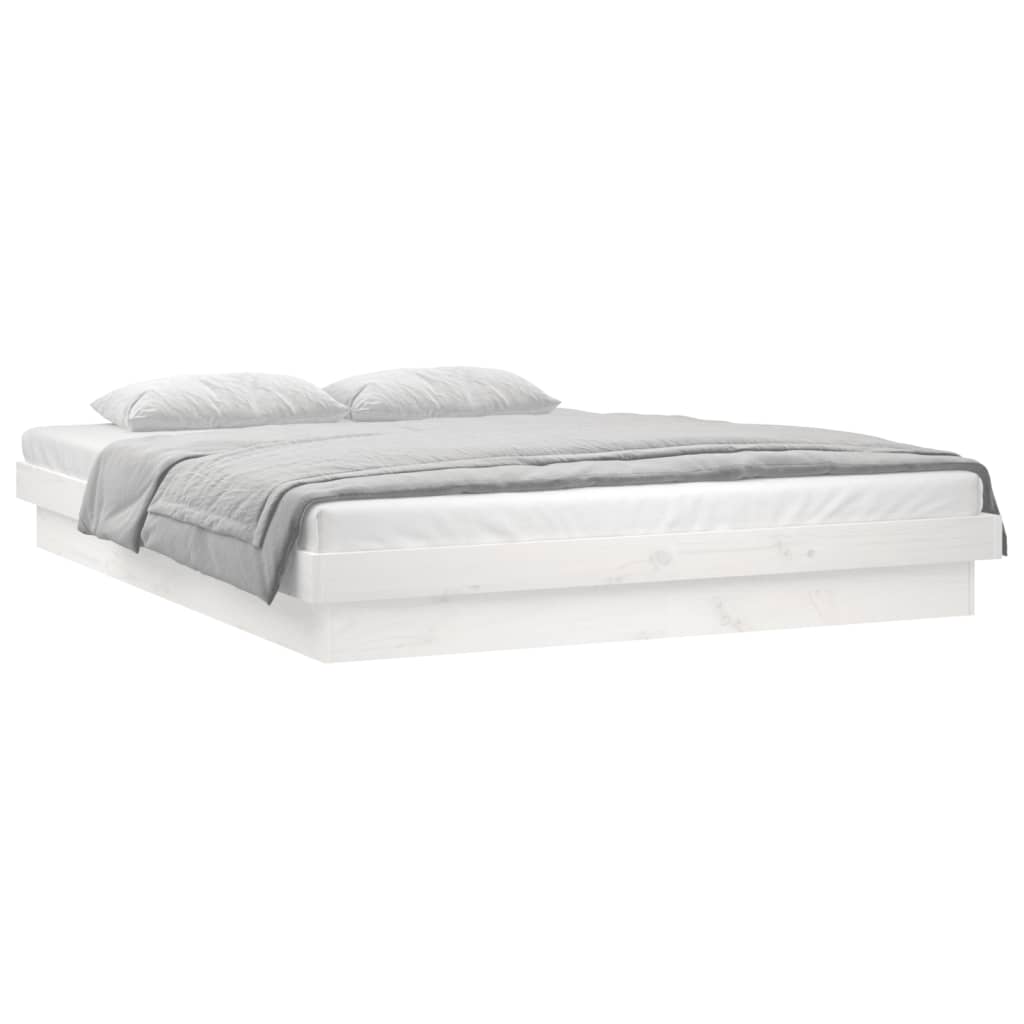 Estrutura cama c/ LED pequena casal 120x190 cm pinho branco