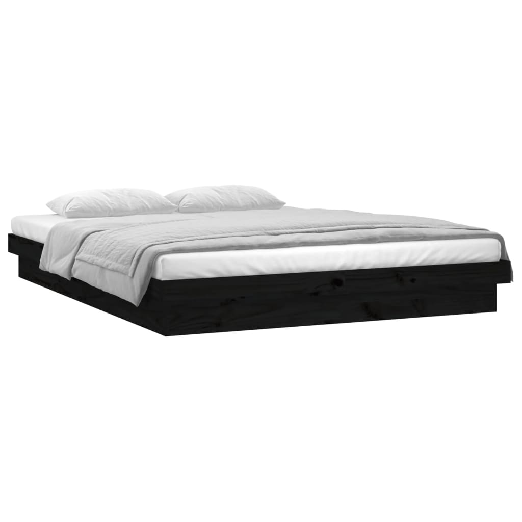 Estrutura cama c/ LED pequena casal 120x190 cm pinho preto