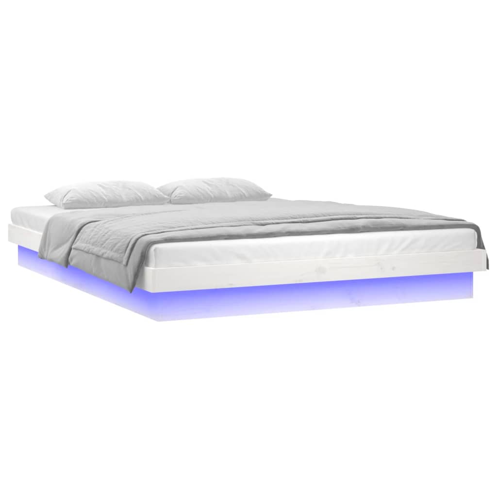 Estrutura de cama c/ LED 140x190 cm branco