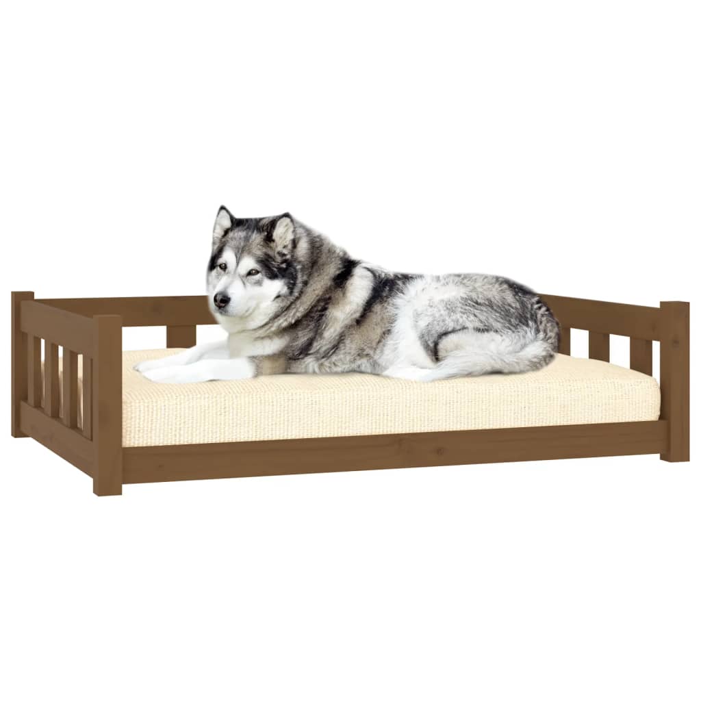 Cama para cães 105,5x75,5x28 cm madeira de pinho castanho mel