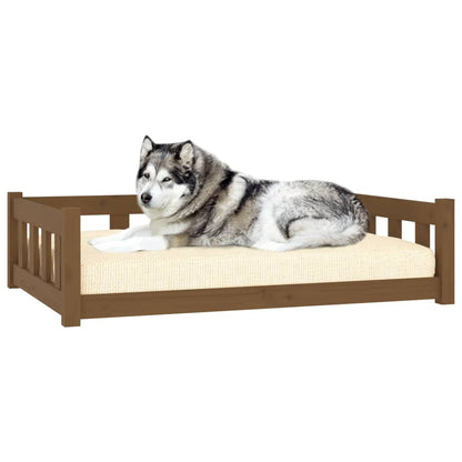 Cama para cães 105,5x75,5x28 cm madeira de pinho castanho mel