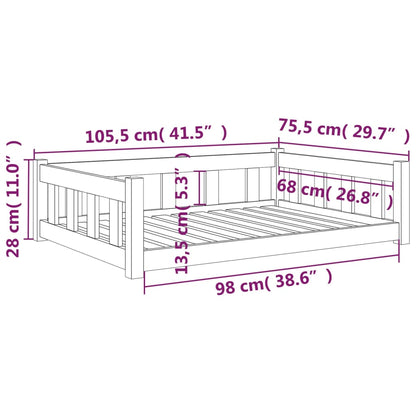 Cama para cães 105,5x75,5x28 cm madeira de pinho castanho mel