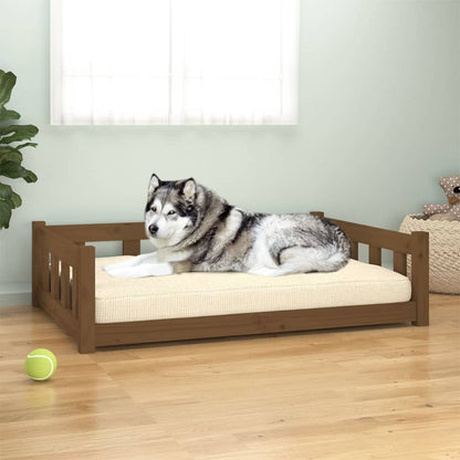 Cama para cães 105,5x75,5x28 cm madeira de pinho castanho mel