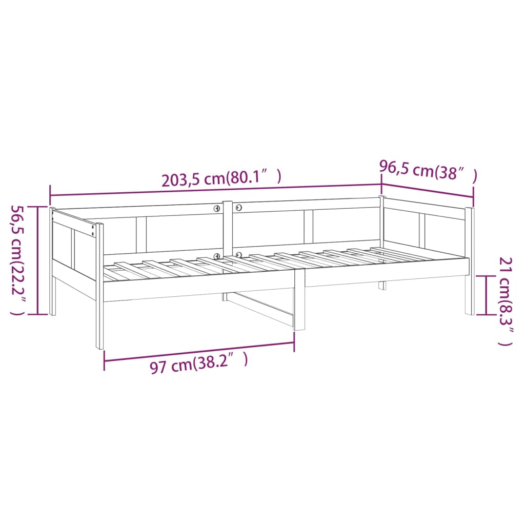 Sofá-cama 90x200 cm madeira de pinho maciça branco