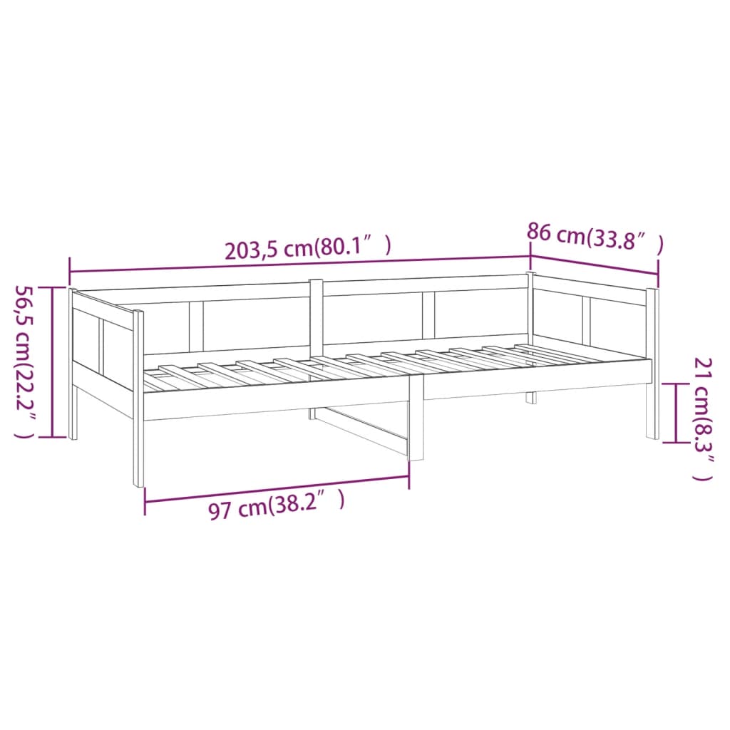 Sofá-cama 80x200 cm madeira de pinho maciça branco