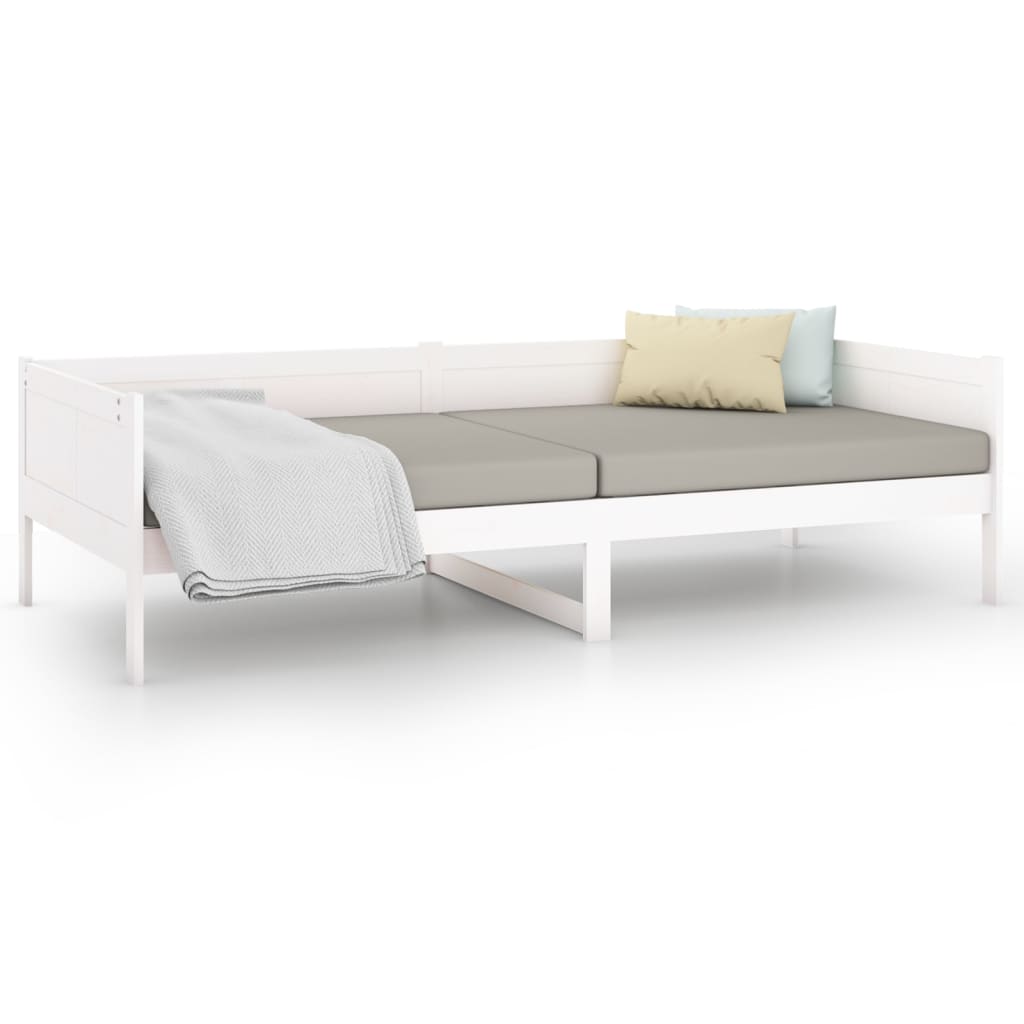 Sofá-cama 90x190 cm madeira de pinho maciça branco