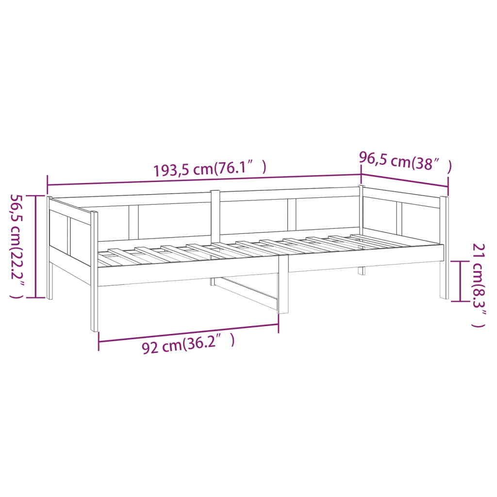 Sofá-cama 90x190 cm madeira de pinho maciça branco