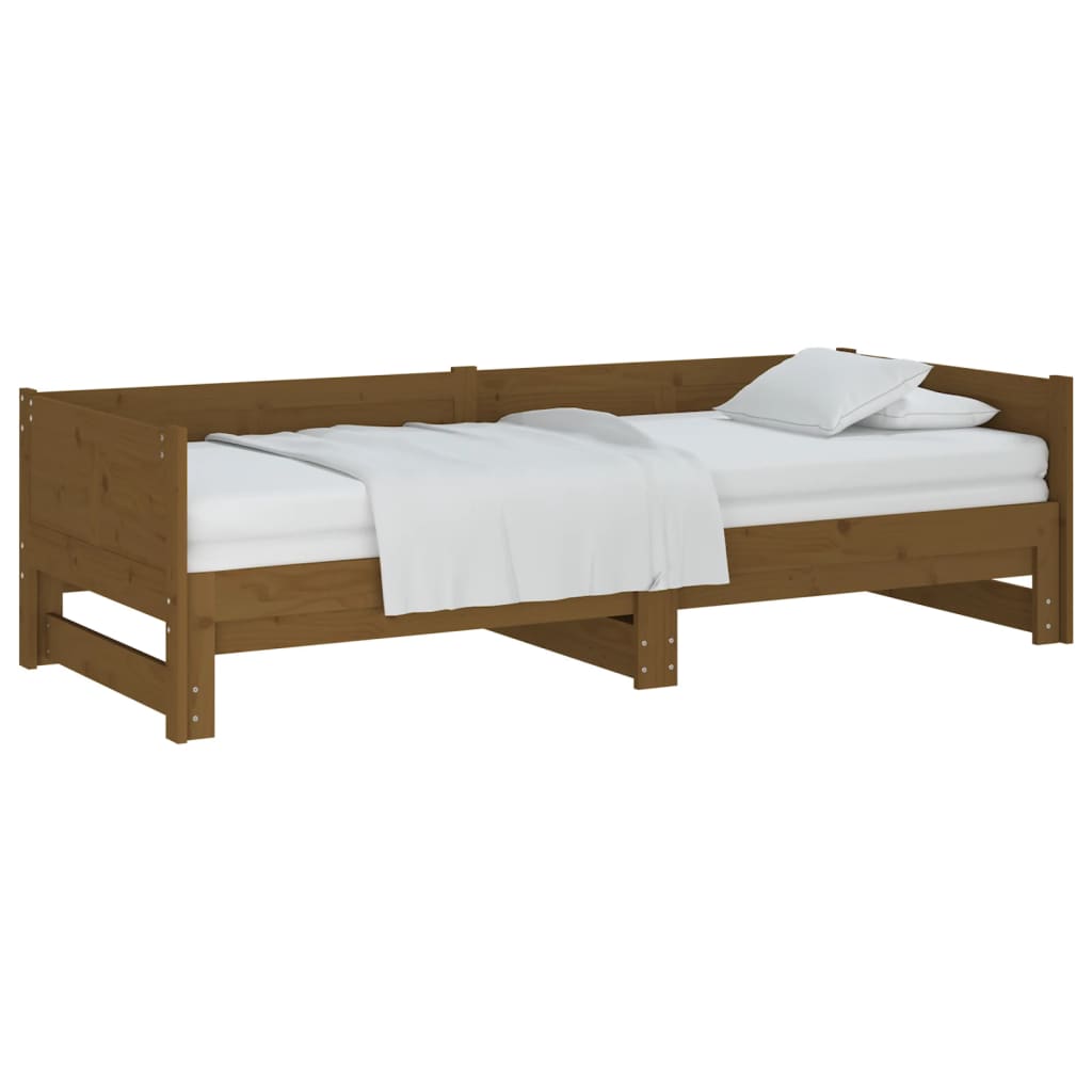 Estrutura sofá-cama de puxar 2x(90x200) cm pinho castanho-mel