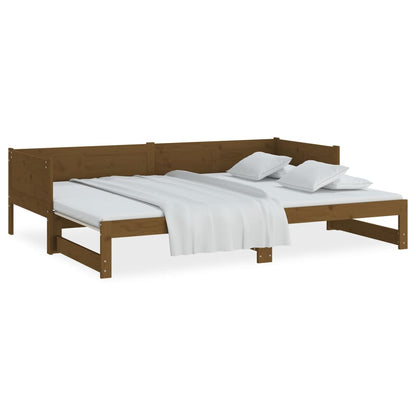 Estrutura sofá-cama de puxar 2x(90x200) cm pinho castanho-mel