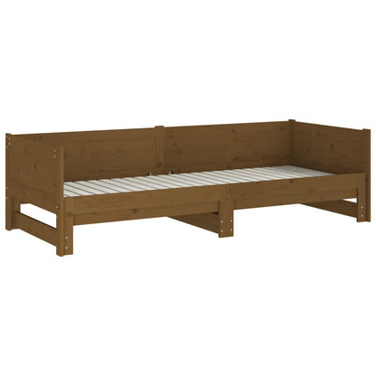 Estrutura sofá-cama de puxar 2x(90x200) cm pinho castanho-mel