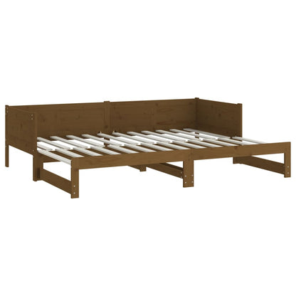 Estrutura sofá-cama de puxar 2x(90x200) cm pinho castanho-mel