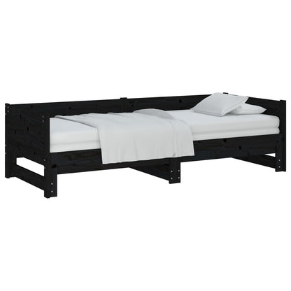 Estrutura sofá-cama de puxar 2x(90x200) cm pinho maciço preto