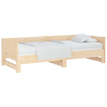 Sofá-cama de puxar pinho maciço 2x(90x190) cm