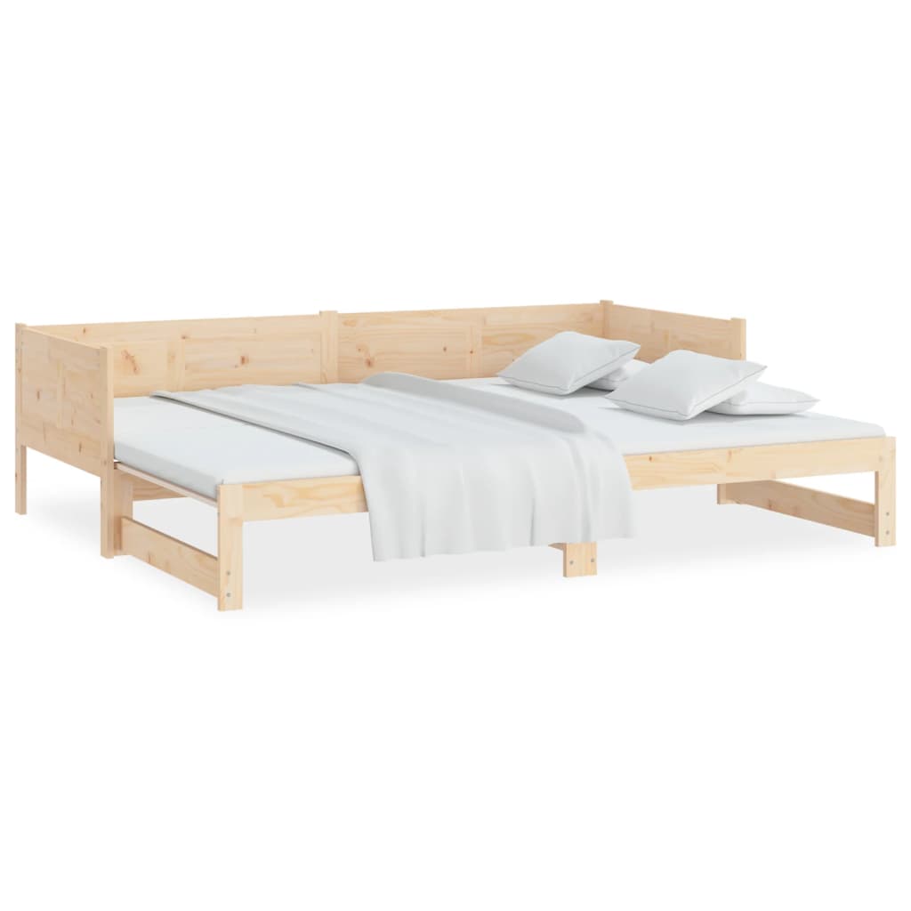 Sofá-cama de puxar pinho maciço 2x(90x190) cm